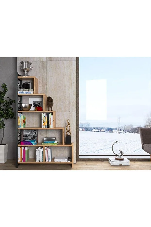 Silva Metal Merdiven Kitaplık - Atlantik Çam / Siyah